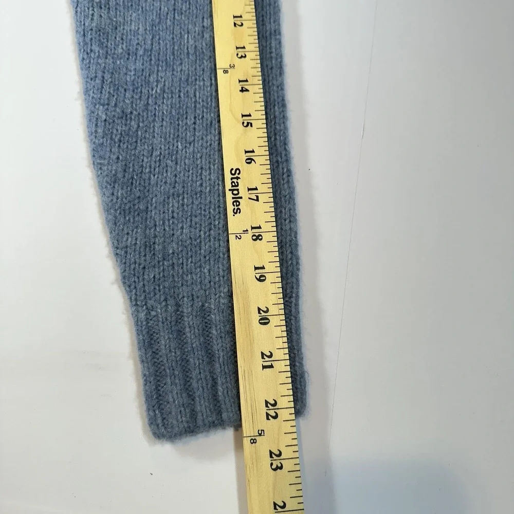 St Agni Wool Cashmere Sweater Open Back‎ Tie Mock Neck Blue XS Minimalist Luxury